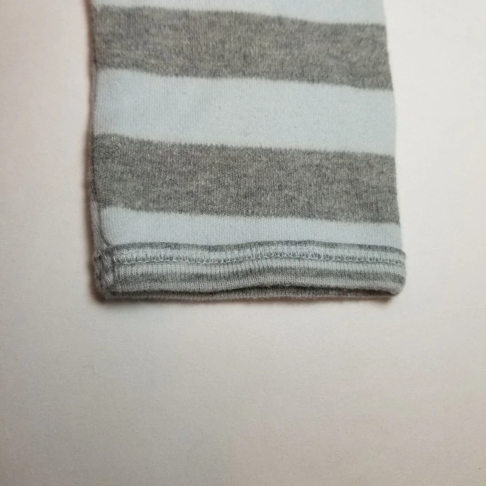 Burts Bees Long Sleeve Bodysuit Snap Organic Cotton Light Blue/Gray Stripe 24 Mo